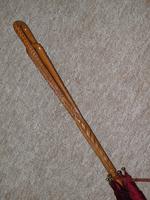 Vintage Hand Carved Handled Umbrella With Burgundy Canopy & Tassel (6 of 13) Vintage Hand Carved Handled Umbrella With Burgundy Canopy & Tassel (6 of 13)