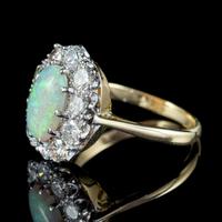 Antique Edwardian Opal Diamond Ring Platinum 18ct Gold 2.80ct Opal 2ct Diamond c.1905 (2 of 7) Antique Edwardian Opal Diamond Ring Platinum 18ct Gold 2.80ct Opal 2ct Diamond c.1905 (2 of 7)
