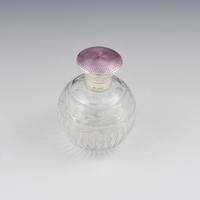 Silver, Lilac Guilloche Enamel & Cut Glass Scent Bottle (2 of 12) Silver, Lilac Guilloche Enamel & Cut Glass Scent Bottle (2 of 12)