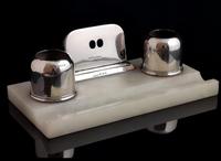 Art Deco Silver & Alabaster Desk Stand, Inkstand (9 of 13) Art Deco Silver & Alabaster Desk Stand, Inkstand (9 of 13)