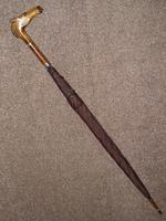 Antique English Made Brown Silk Canopy Umbrella & Hand Carved Horse Head Handle (5 of 14) Antique English Made Brown Silk Canopy Umbrella & Hand Carved Horse Head Handle (5 of 14)