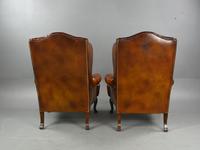 Antique Pair of Deep Buttoned Leather Wing Chairs (4 of 7) Antique Pair of Deep Buttoned Leather Wing Chairs (4 of 7)