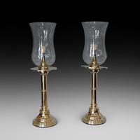 Pair of 19th Century Turned Brass Table Lamps