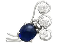 2.80ct Sapphire & 1.78ct Diamond, Platinum Earrings - Vintage c.1940 (3 of 9) 2.80ct Sapphire & 1.78ct Diamond, Platinum Earrings - Vintage c.1940 (3 of 9)