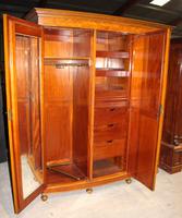 1900s Large 3 Door Satin Walnut Combination Wardrobe (2 of 7) 1900s Large 3 Door Satin Walnut Combination Wardrobe (2 of 7)