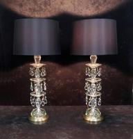 Pair of American Hollywood Regency Mid-Century Crystal Glass Lamps (9 of 9) Pair of American Hollywood Regency Mid-Century Crystal Glass Lamps (9 of 9)