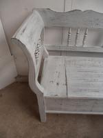 Mottled White & Black 3 Seater Antique Pine Kitchen / Hall Box Settle / Bench (5 of 10) Mottled White & Black 3 Seater Antique Pine Kitchen / Hall Box Settle / Bench (5 of 10)