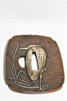 Fine & Heavy Signed Bronze Tsuba Overlaid with a Silver Heron (5 of 7) Fine & Heavy Signed Bronze Tsuba Overlaid with a Silver Heron (5 of 7)