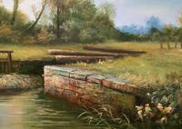 Superb Large Vintage Gilt-Framed Landscape Oil Painting of Barge on the Canal (6 of 13) Superb Large Vintage Gilt-Framed Landscape Oil Painting of Barge on the Canal (6 of 13)
