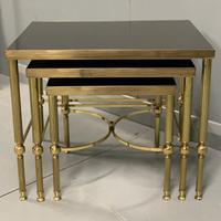 Nest of 3 Brass & Dark Glass Tables (5 of 6) Nest of 3 Brass & Dark Glass Tables (5 of 6)