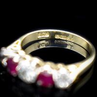 Vintage Ruby & Diamond 18ct 18K Yellow Gold Five Stone Ring (2 of 10) Vintage Ruby & Diamond 18ct 18K Yellow Gold Five Stone Ring (2 of 10)