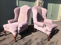 Pair of Antique English Upholstered Wing Armchairs (7 of 10) Pair of Antique English Upholstered Wing Armchairs (7 of 10)