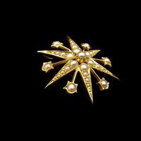 Antique Victorian Pearl 12 Point Star 15ct 15K Yellow Gold Pendant (5 of 6) Antique Victorian Pearl 12 Point Star 15ct 15K Yellow Gold Pendant (5 of 6)