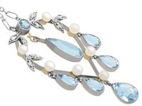 2.27ct Aquamarine, Diamond, Pearl & 14ct Yellow Gold Pendant - Antique c.1900 (4 of 9) 2.27ct Aquamarine, Diamond, Pearl & 14ct Yellow Gold Pendant - Antique c.1900 (4 of 9)