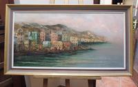 Large Oil on Canvas Italian Rivera Signed 1960s (6 of 10) Large Oil on Canvas Italian Rivera Signed 1960s (6 of 10)