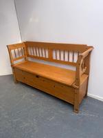 A Lovely Original Hungarian Spindled Pine Waxed Victorian 3 Seater Bench
