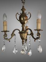 Gilt Bronze Chandelier 3 Arm Ceiling Light with Crystal Droplets (7 of 8) Gilt Bronze Chandelier 3 Arm Ceiling Light with Crystal Droplets (7 of 8)
