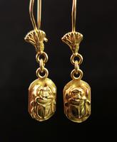 Vintage 18ct Gold Scarab Beetle Earrings, Dangly Earrings (2 of 10) Vintage 18ct Gold Scarab Beetle Earrings, Dangly Earrings (2 of 10)