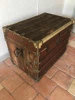 19th Century French "Louvre Paris" Vellum, Leather & Rattan Tarvelling Trunk with Tray 'like Louis Vuitton' (2 of 10) 19th Century French "Louvre Paris" Vellum, Leather & Rattan Tarvelling Trunk with Tray 'like Louis Vuitton' (2 of 10)