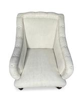 Victorian Armchair Upholstered in Antique French Hemp Linen (2 of 5) Victorian Armchair Upholstered in Antique French Hemp Linen (2 of 5)