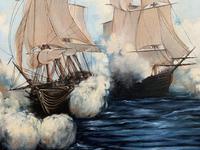 Large Fabulous Vintage 20th Century Maritime Naval Battle Ships Seascape Oil Painting (10 of 12) Large Fabulous Vintage 20th Century Maritime Naval Battle Ships Seascape Oil Painting (10 of 12)