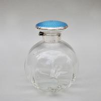 Large Art Deco Silver Mounted Guilloche Enamel Glass Scent Bottle, Birmingham 1921 (2 of 6) Large Art Deco Silver Mounted Guilloche Enamel Glass Scent Bottle, Birmingham 1921 (2 of 6)
