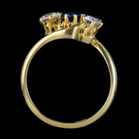 Antique Edwardian Sapphire Diamond Trilogy Twist Ring 18ct Gold Circa 1905 (5 of 8) Antique Edwardian Sapphire Diamond Trilogy Twist Ring 18ct Gold Circa 1905 (5 of 8)