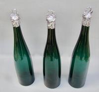 Fabulous Set of 3 Victorian Silver Mounted Bristol Green Glass Decanter By Henry Wilkinson & Co, Birmingham 1839 - in Original Silver Plated Stand (4 of 12) Fabulous Set of 3 Victorian Silver Mounted Bristol Green Glass Decanter By Henry Wilkinson & Co, Birmingham 1839 - in Original Silver Plated Stand (4 of 12)