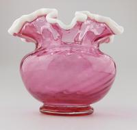 Fenton USA Glass Cranberry Snow Crest Vase with Frilled Rim c.1939 (3 of 6) Fenton USA Glass Cranberry Snow Crest Vase with Frilled Rim c.1939 (3 of 6)
