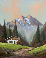 The Alpine Chalet - Swiss School - A Vintage Snow-capped Landscape Oil Painting (2 of 12) The Alpine Chalet - Swiss School - A Vintage Snow-capped Landscape Oil Painting (2 of 12)