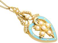Seed Pearl, Enamel & 18ct Yellow Gold Pendant - Antique c.1890 (4 of 9) Seed Pearl, Enamel & 18ct Yellow Gold Pendant - Antique c.1890 (4 of 9)