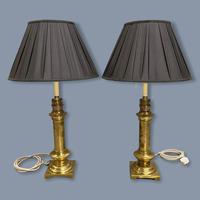 Pair of Brass Column Table Lamps (6 of 7) Pair of Brass Column Table Lamps (6 of 7)