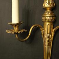 French Set of 3 Twin Arm Gilded Antique Wall Lights (6 of 10) French Set of 3 Twin Arm Gilded Antique Wall Lights (6 of 10)