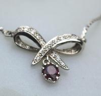 A Pretty Vintage Jewelry 9 ct White Gold & Diamond & Garnet Pendant and Chain (6 of 6) A Pretty Vintage Jewelry 9 ct White Gold & Diamond & Garnet Pendant and Chain (6 of 6)