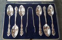 Cased Set of 6 Silver Teaspoons & Tongs (2 of 4) Cased Set of 6 Silver Teaspoons & Tongs (2 of 4)