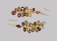 Vintage Multi Gem Chandelier Earrings 18ct Gold 1960's Tutti Fruity 2" Dangle (3 of 5) Vintage Multi Gem Chandelier Earrings 18ct Gold 1960's Tutti Fruity 2" Dangle (3 of 5)