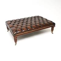 Large Antique Victorian Style Leather Stool / Coffee Table