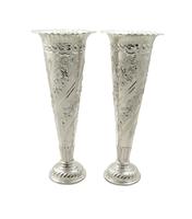 Pair of Antique Victorian Sterling Silver 6 1/2" Vases 1896 (9 of 9) Pair of Antique Victorian Sterling Silver 6 1/2" Vases 1896 (9 of 9)