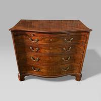 Antique Georgian 1760 Mahogany Serpentine Chest of Drawers Writing Brush & Slide
