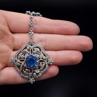 Antique Old Cut Blue Paste Drop Sterling Silver Pendant Necklace (2 of 12) Antique Old Cut Blue Paste Drop Sterling Silver Pendant Necklace (2 of 12)