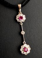 Art Nouveau Ruby & Zircon Drop Pendant, Floral (10 of 10) Art Nouveau Ruby & Zircon Drop Pendant, Floral (10 of 10)