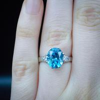 French Blue Zircon & Diamond Platinum & 18ct Gold Solitaire Ring (5 of 10) French Blue Zircon & Diamond Platinum & 18ct Gold Solitaire Ring (5 of 10)