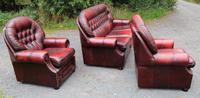 1960s Oxblood Red Leather Suite - Highback 3 Seater Sofa & Pair Armchairs (2 of 3) 1960s Oxblood Red Leather Suite - Highback 3 Seater Sofa & Pair Armchairs (2 of 3)