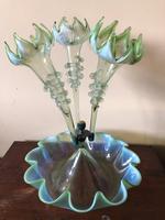 Large Victorian Epergne - Green Glass with White Opalescent Rims (4 of 15) Large Victorian Epergne - Green Glass with White Opalescent Rims (4 of 15)