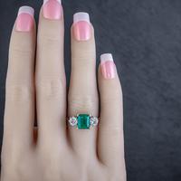 Art Deco Colombian Emerald Diamond Trilogy Ring Platinum 18ct Gold 2.55ct Emerald With Cert (2 of 9) Art Deco Colombian Emerald Diamond Trilogy Ring Platinum 18ct Gold 2.55ct Emerald With Cert (2 of 9)