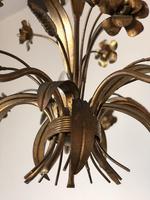 Vintage French 5 Arm Gilt Wheatsheaf & Floral Toleware Chandelier (4 of 9) Vintage French 5 Arm Gilt Wheatsheaf & Floral Toleware Chandelier (4 of 9)