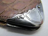 Victorian 1896 Solid Sterling Silver Mounted Crocodile Skin Leather Antique Wallet Purse Case. English Hallmarked (4 of 5) Victorian 1896 Solid Sterling Silver Mounted Crocodile Skin Leather Antique Wallet Purse Case. English Hallmarked (4 of 5)