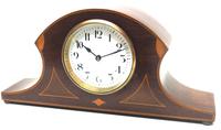 Impressive Solid Mahogany Edwardian Timepiece Clock Hat Shaped With Satinwood Inlaid Decoration (4 of 8) Impressive Solid Mahogany Edwardian Timepiece Clock Hat Shaped With Satinwood Inlaid Decoration (4 of 8)