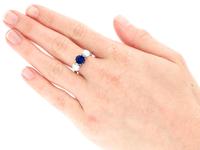 1.80ct Sapphire & 1.35ct Diamond, 18ct White Gold Trilogy Ring c.1935 (7 of 9) 1.80ct Sapphire & 1.35ct Diamond, 18ct White Gold Trilogy Ring c.1935 (7 of 9)