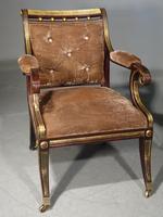 Elegant Pair of Regency Style Faux Rosewood Parcel Gilt Chairs c.1890 (5 of 6) Elegant Pair of Regency Style Faux Rosewood Parcel Gilt Chairs c.1890 (5 of 6)